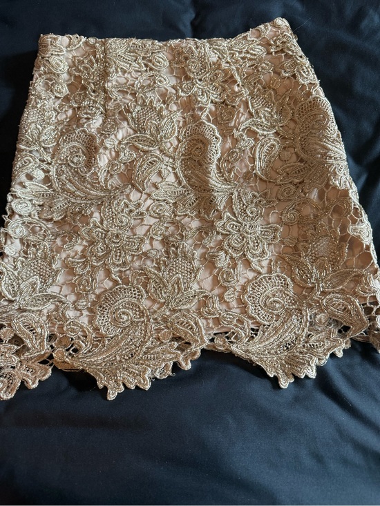 Windsor Dresses & Skirts - Windsor Beige Lace Overlay Mini Skirt